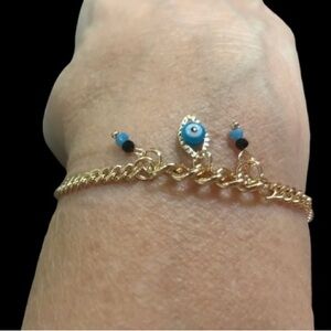 Pretty Bird Jewelry 18K Yellow Gold Plated Evil Eye Bracelet
